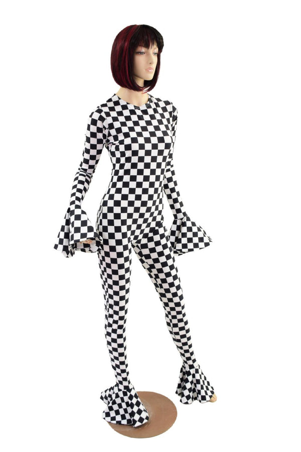Flouncy Footed Checkered Catsuit - 9