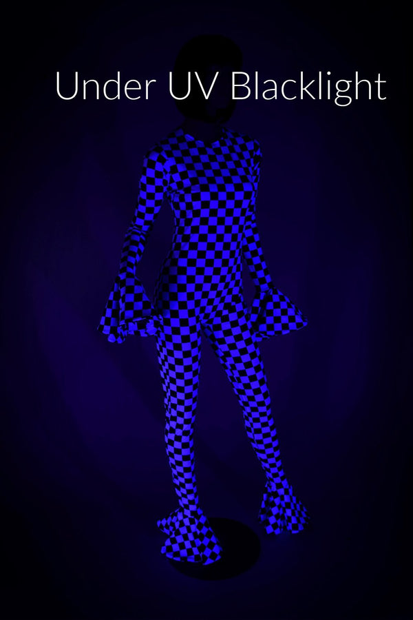 Flouncy Footed Checkered Catsuit - 10
