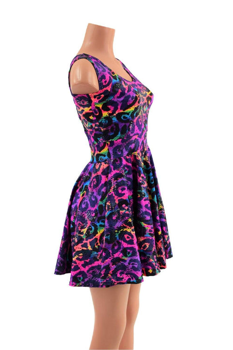 Rainbow Leopard Tank Style Skater Dress - Coquetry Clothing