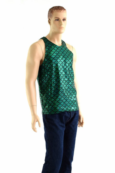 Mens Green Merman Scale Muscle Tank - Coquetry Clothing
