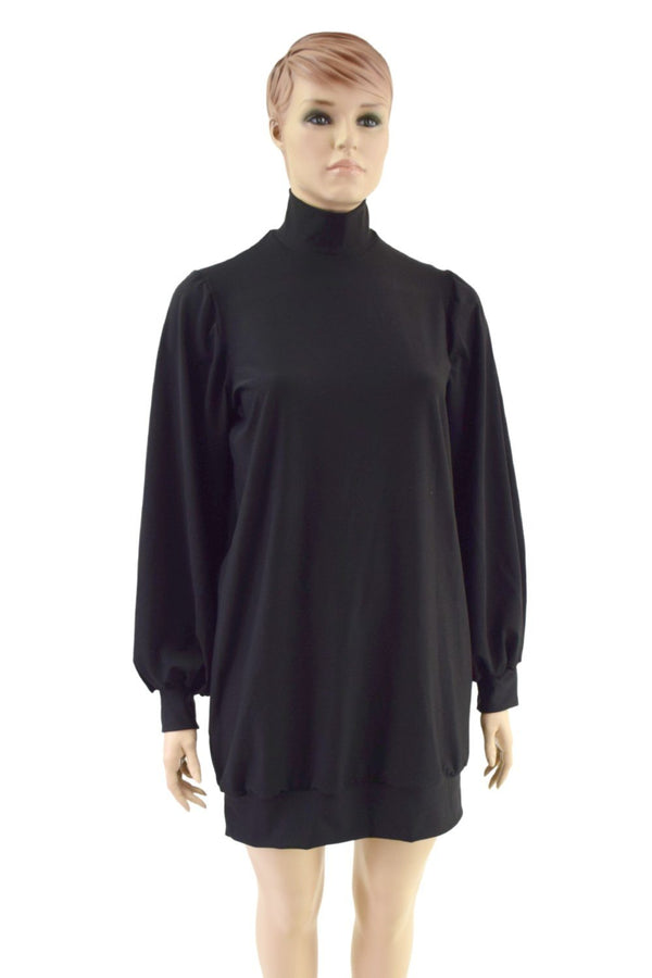 Sweatshirt Style Turtle Neck Mini Dress - 4