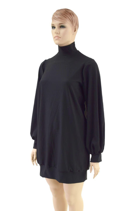 Sweatshirt Style Turtle Neck Mini Dress - Coquetry Clothing