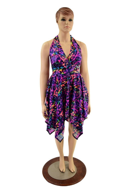 Handkerchief Halter Dress in Rainbow Leopard - Coquetry Clothing