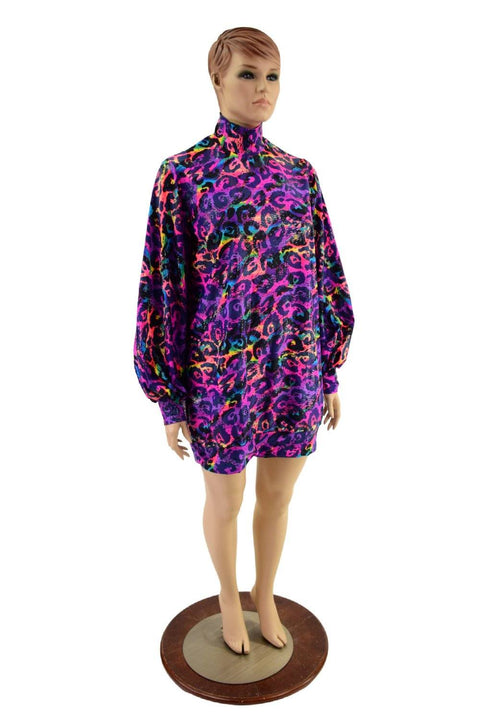 Sweatshirt Style Turtleneck Mini Dress - Coquetry Clothing