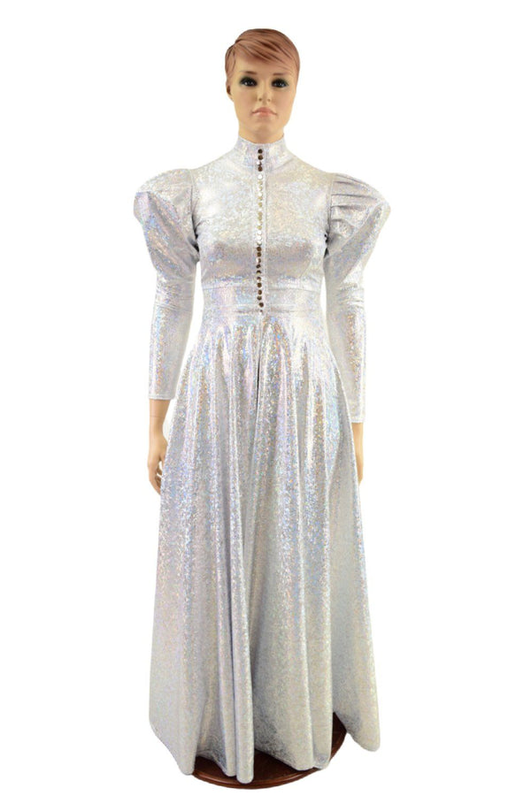 Open Fronted Full Length Gown with Victoria Sleeves and Silver Snaps - 2