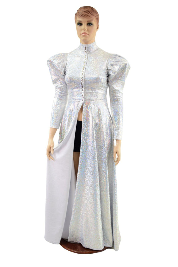 Open Fronted Full Length Gown with Victoria Sleeves and Silver Snaps - 1