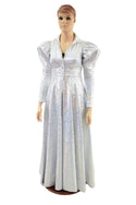 Open Fronted Full Length Gown with Victoria Sleeves and Silver Snaps - 7