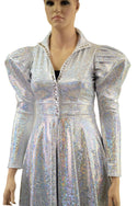 Open Fronted Full Length Gown with Victoria Sleeves and Silver Snaps - 3