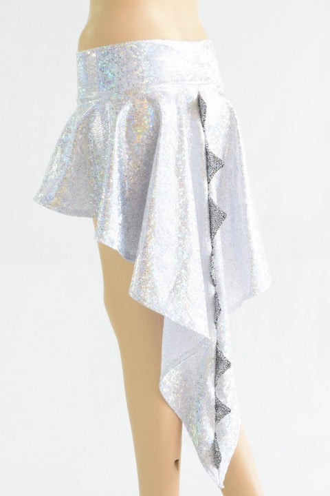 Silver on White Shattered Glass Dragon Tail Skirt - Coquetry Clothing