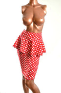 Polka Dot Peplum Wiggle Skirt - 5