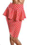 Polka Dot Peplum Wiggle Skirt - 2