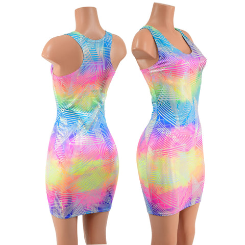 Spectrum Holographic Racerback Tank Dress - Coquetry Clothing