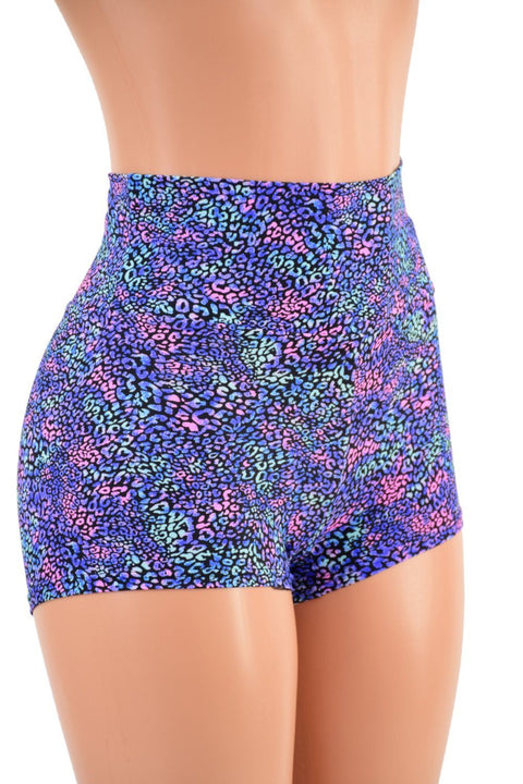 Neon Mini Leopard High Waist Shorts READY to SHIP - Coquetry Clothing