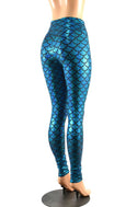 High Waist Turquoise Mermaid Leggings - 4