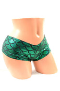 Green Mermaid Scale Cheeky Booty Shorts - 3