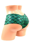 Green Mermaid Scale Cheeky Booty Shorts - 4