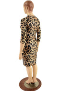 3/4 Sleeve Leopard Print Wiggle Dress - 3