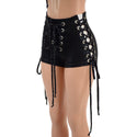 Triple Laceup Shorts and Crop Top Set with Inset Paneling - 10
