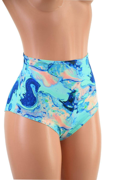 Lapis Lagoon High Waist Siren Shorts - Coquetry Clothing