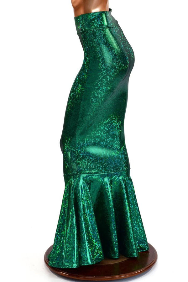 Green Kaleidoscope High Waist Mermaid Skirt - 4