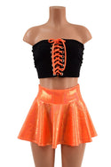 2PC Orange and Black Top and Skirt Set - 1