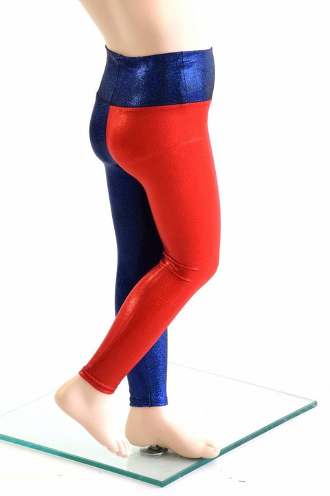 Kids Red & Blue Harlequin Leggings - Coquetry Clothing