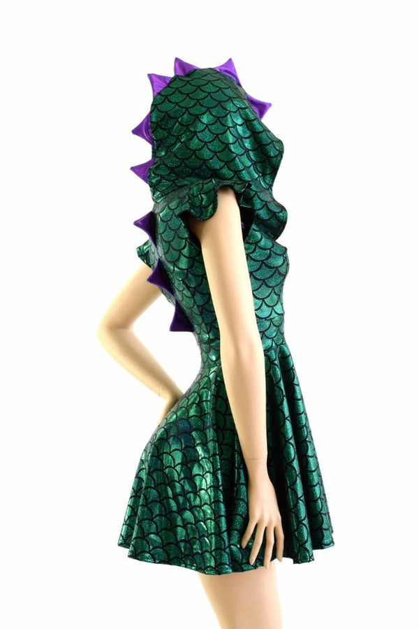 Green Dragon Hoodie Skater Dress - 4