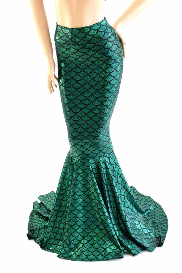 High Waist Mermaid Skirt with Puddle Train - 7