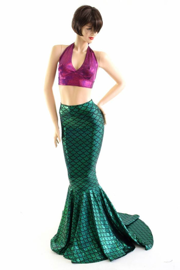 High Waist Mermaid Skirt with Puddle Train - 3