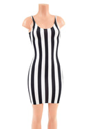 Black and white striped Thin Strap Tank Dress - 2