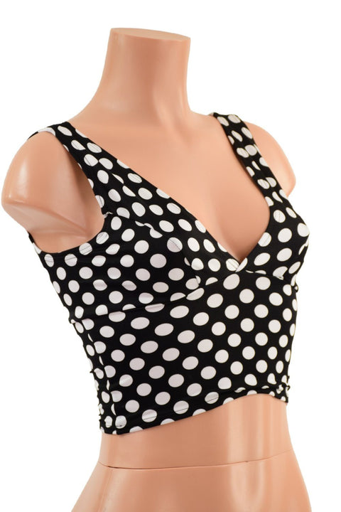 Midi Length Starlette Bralette in Black and White Polka Dot - Coquetry Clothing