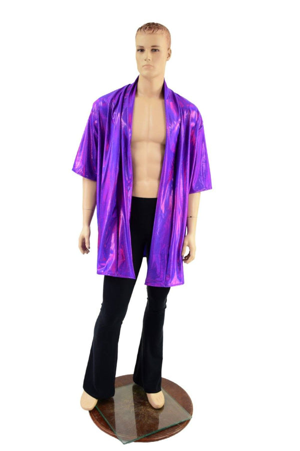 Mens Open Front Nomad Shirt in Grape Holographic - 2