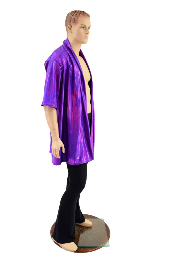 Mens Open Front Nomad Shirt in Grape Holographic - 3