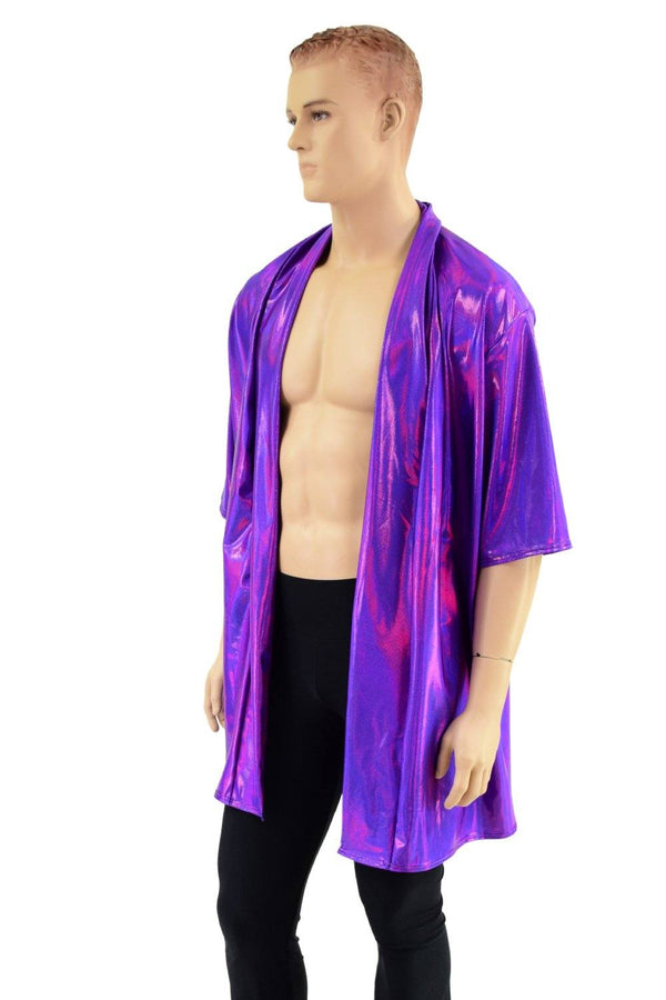 Mens Open Front Nomad Shirt in Grape Holographic - 1