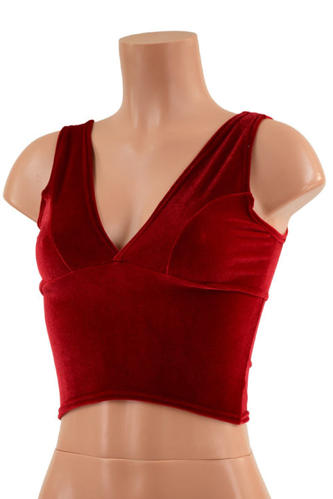 Midi Length Starlette Bralette in Red Velvet - Coquetry Clothing
