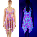 UV Glow Neon Orb Handkerchief Halter Dress - 6