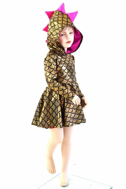 Girls Dragon Hooded Skater Dress - Coquetry Clothing