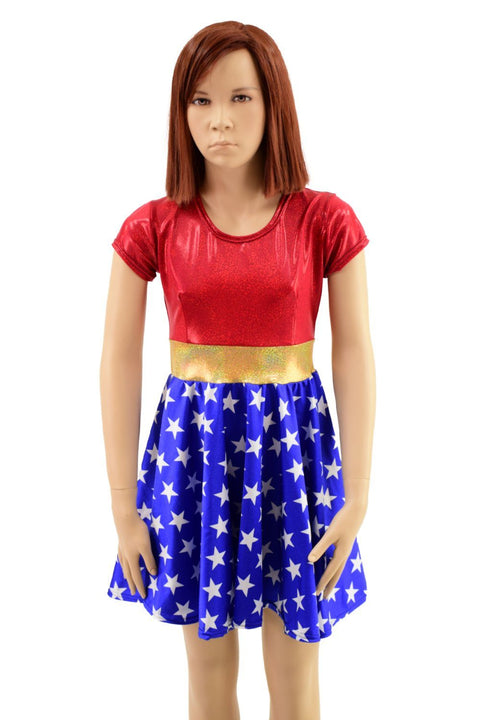 Girls Super Hero Skater Dress with Cap Sleeves - Coquetry Clothing