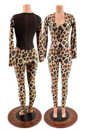 Leopard Print Catsuit with Sheer Mesh Back - 1