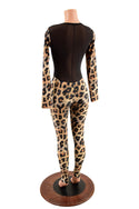 Leopard Print Catsuit with Sheer Mesh Back - 4