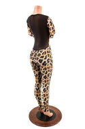 Leopard Print Catsuit with Sheer Mesh Back - 5