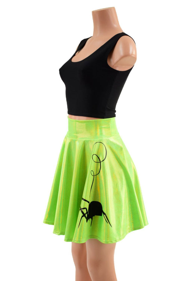 19" Lime Green Holographic Spider Skirt - 5