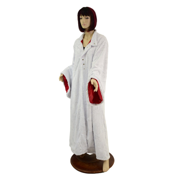 White Minky Robe with Red Sparkly Jewel Liner - 2