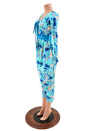 Lapis Lagoon Drop Crotch Jumpsuit with Laceup Bodice - 2