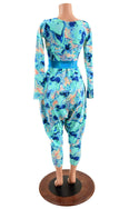 Lapis Lagoon Drop Crotch Jumpsuit with Laceup Bodice - 3