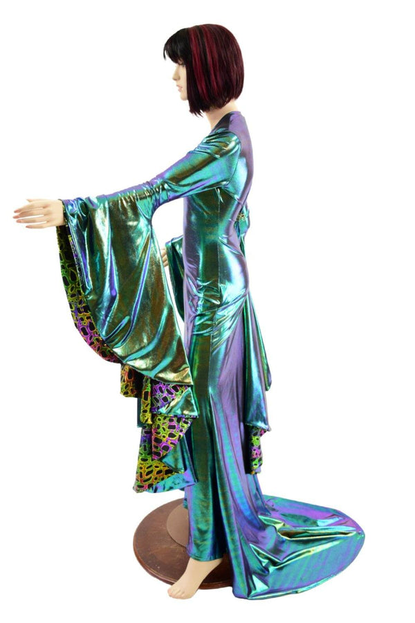 Scarab Holographic Long Slit Gown with Sorceress Sleeves - 4