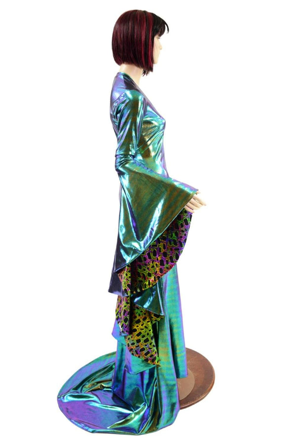 Scarab Holographic Long Slit Gown with Sorceress Sleeves - 3