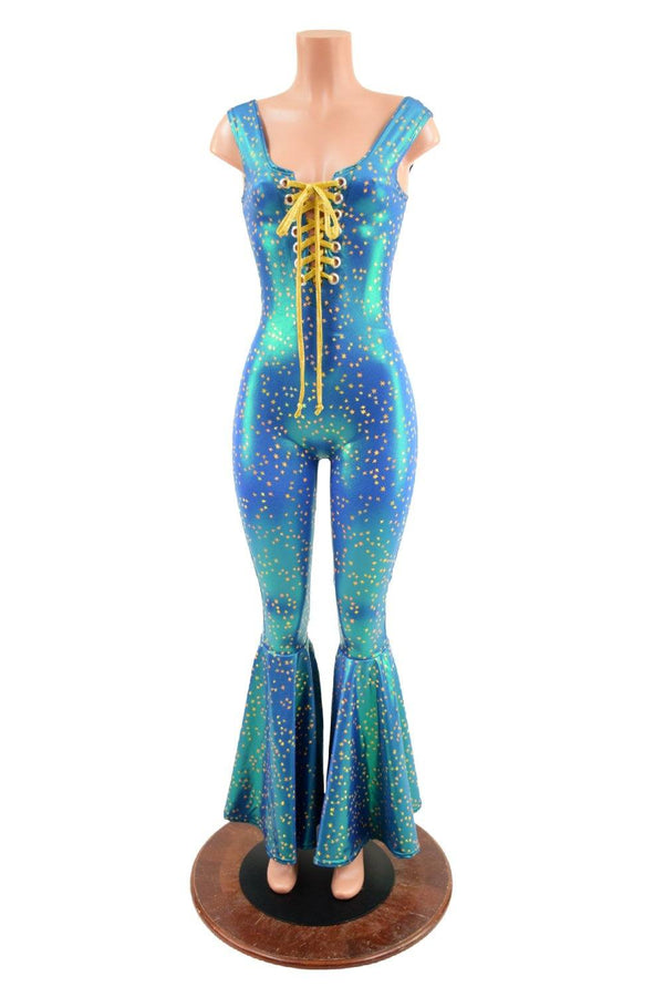 Stardust Catsuit with Bell Bottoms and Laceup Neckline - 3