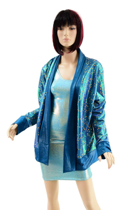 Stardust Not A Cardigan with Nile Blue Trim - Coquetry Clothing