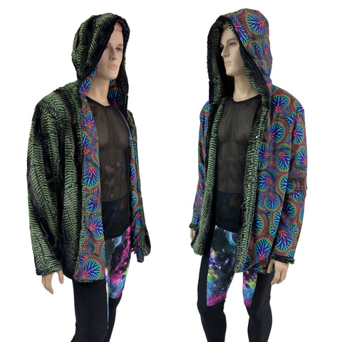 Mens Minky Reversible Jacket with Snap Front - Coquetry Clothing